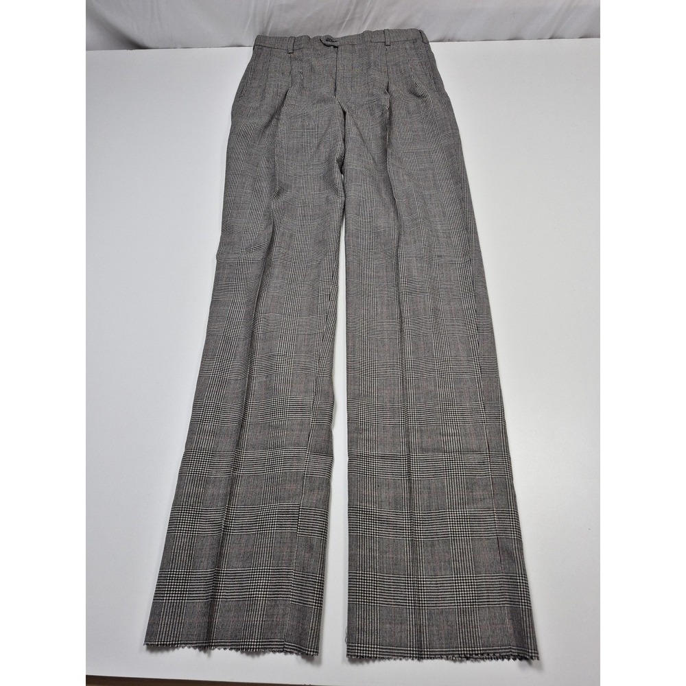 VTG John Alexander Suit Pants Men's 32x36 Gray Wool Plaid Pleated Unhemmed USA